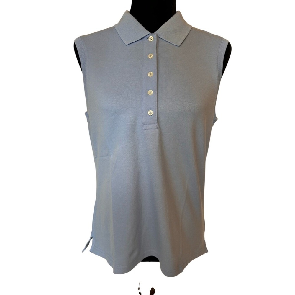 NWT L.L. Bean Blue Lake Sleeveless Polo Shirt Blouse‎ Size Medium
